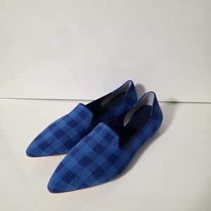 Rothy's Lazuli Gingham Pointed Loafer Rare Limited Edition Size 5